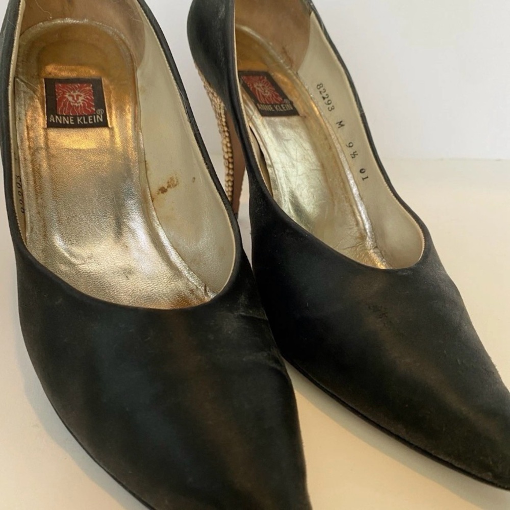 Anne Klein Black and Gold Heels